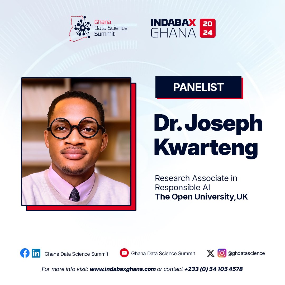 iamKrizick's tweet photo. Excited to join the @ghdatascience panel this morning to discuss "Navigating the Future: The Role of Large Language Models in Shaping Education" 
cc: @kmiou @shiftingpower1 

#GDSS2024 #IndabaXGhana24 https://t.co/PJq704Oczi