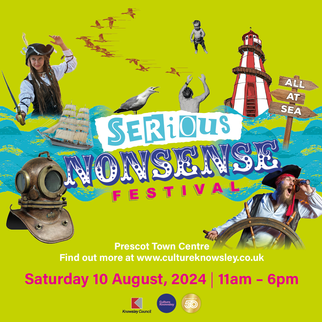 The Serious Nonsense Festival returns to Prescot on Saturday 10 August with another outstanding programme of events, performances, and activities for the whole family to enjoy! 

There's a great programme of free and ticketed events. Tickets on sale now: orlo.uk/QLQWn