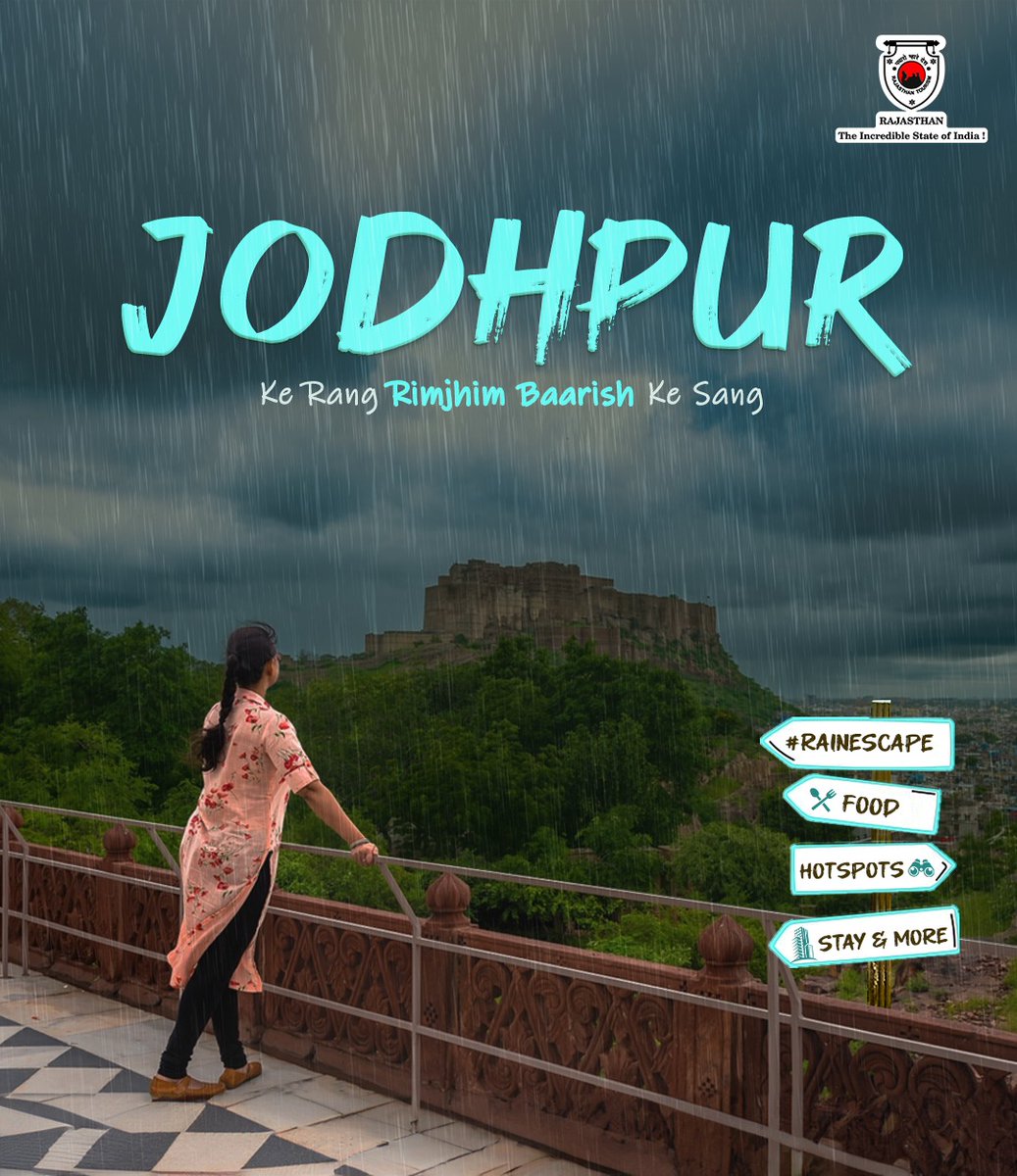 my_rajasthan's tweet photo. Jodhpur, the Sun City of Rajasthan, blooms differently in the monsoon. It feels as though the sea is falling in the form of raindrops, painting the city blue. 

@incredibleindia

#RainEscape #Jodhpur #Monsoon 

(1/2) https://t.co/IkwTksifYh