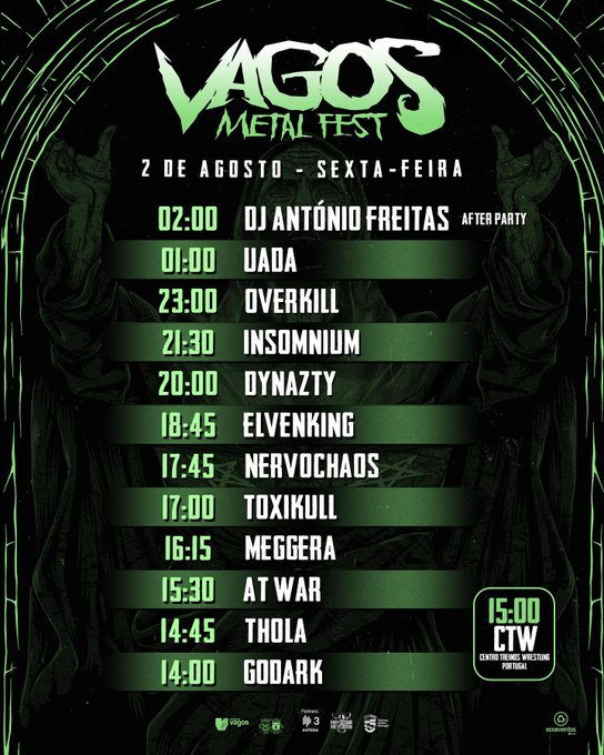 Horários do Festival Vagos Metal Fest 2024 - 2 de agosto