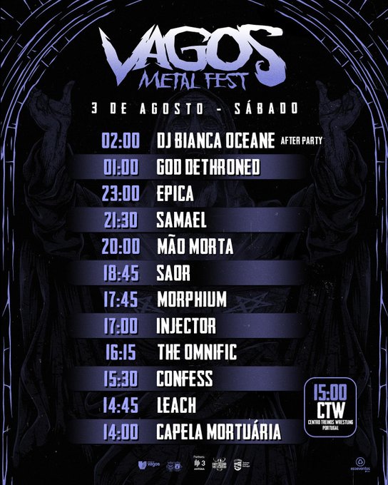 Horários do Festival Vagos Metal Fest 2024 - 3 de agosto