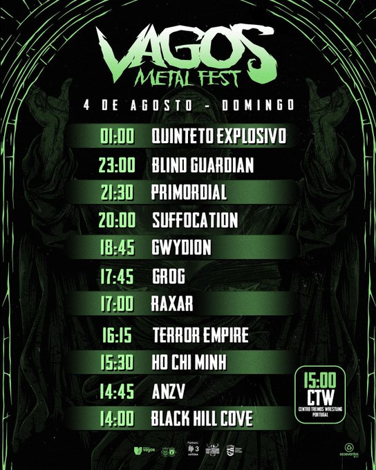 Horários do Festival Vagos Metal Fest 2024 - 4 de agosto