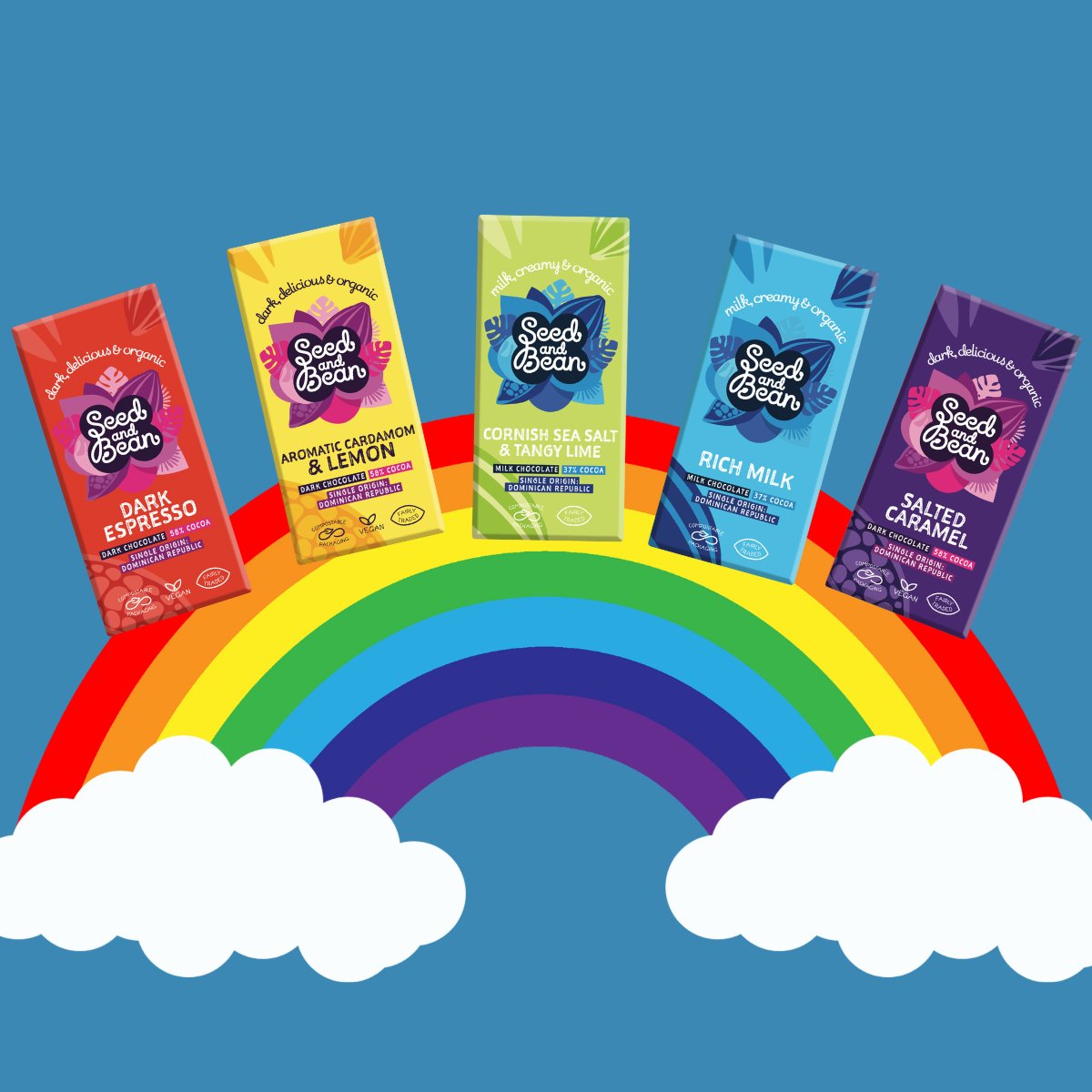 Taste the rainbow, the ethical way! Our diverse flavours celebrate the planet's diversity. 

Here's to a  chocolate filled rainbow day 🍫🌈

#chocolaterainbow