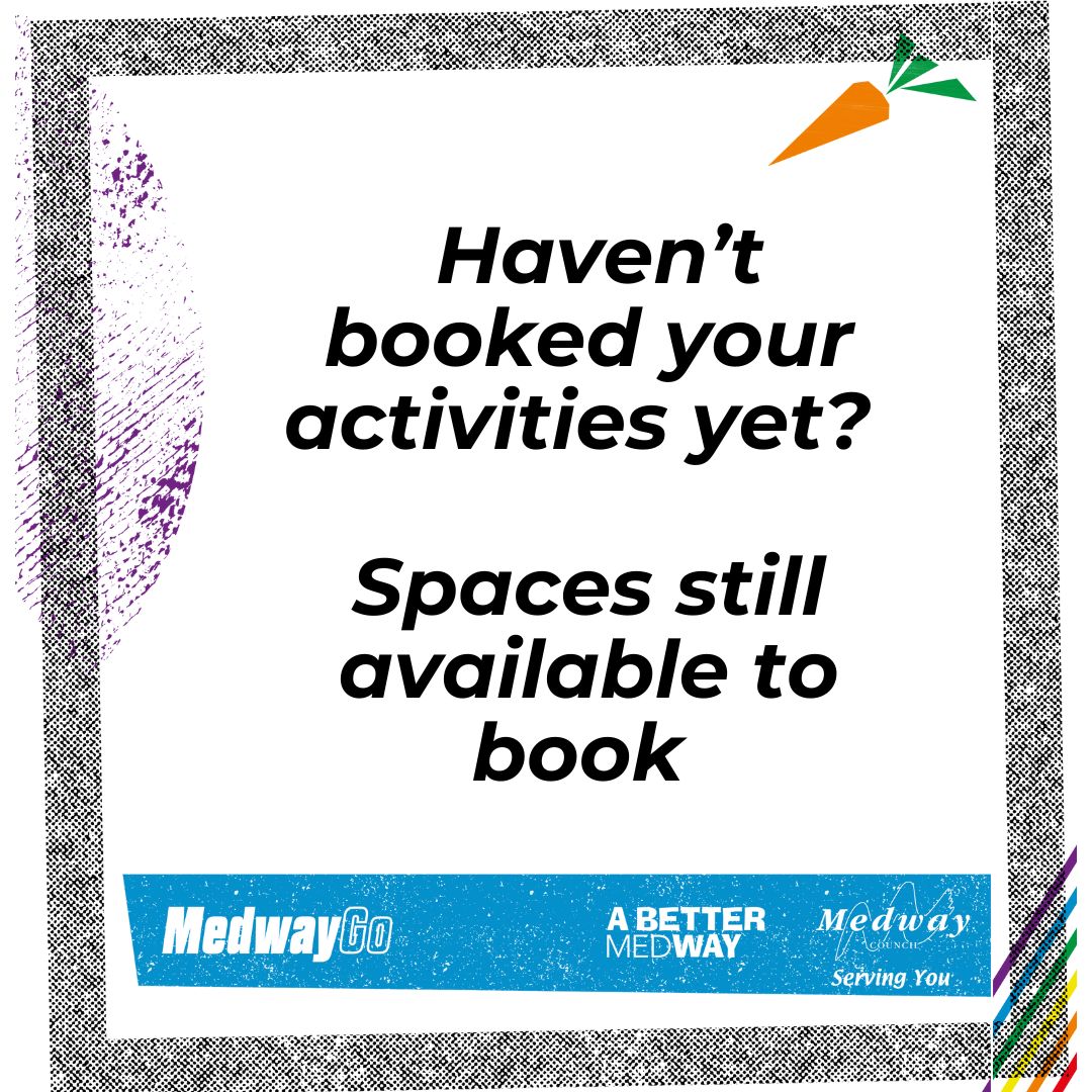 Struggling to find ways to keep the kids busy?  If you haven't booked your MedwayGo summer activities yet, there is still time. 

Check out our full list of activities still available here: orlo.uk/y9ZSX