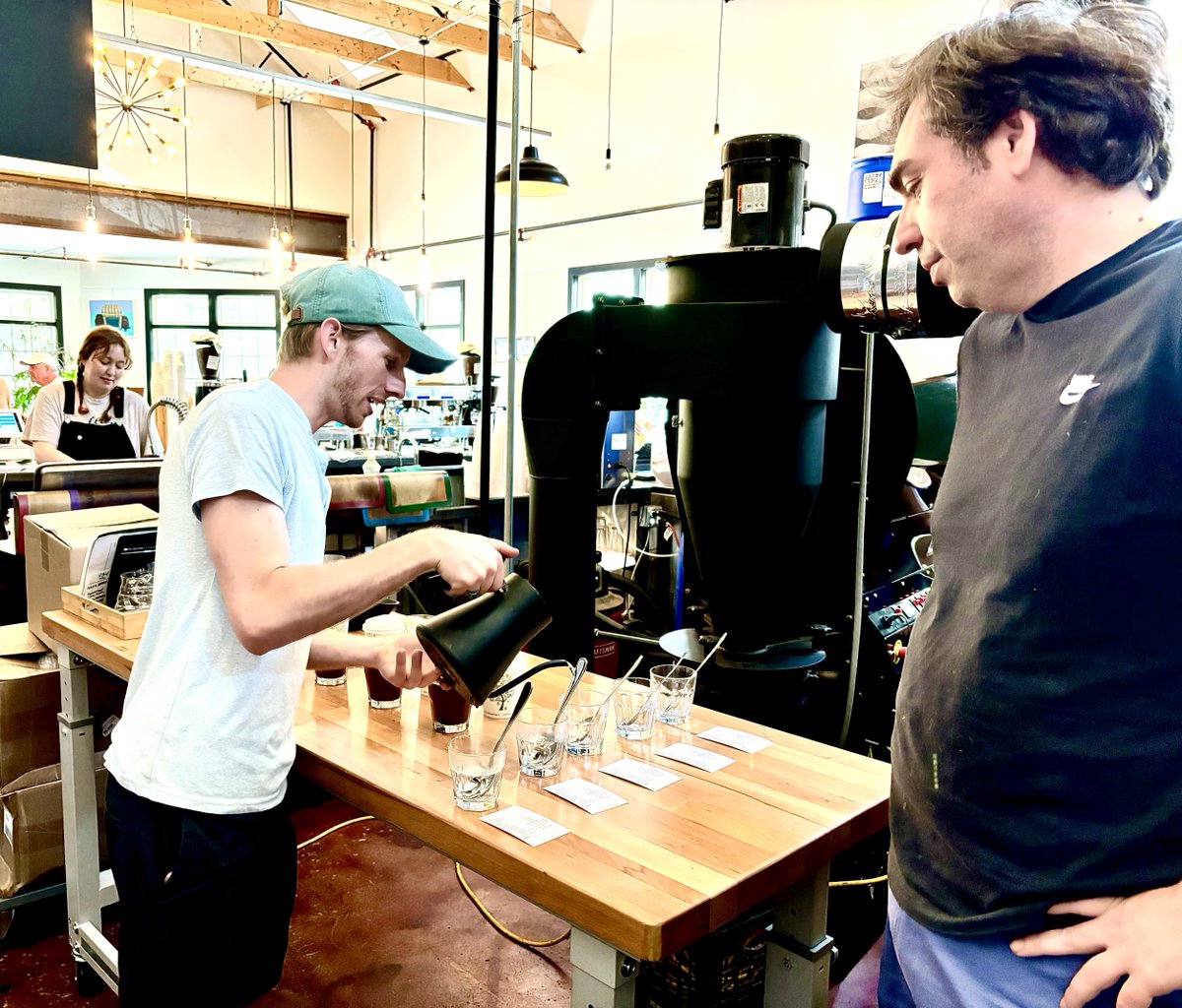 threefinscoffee's tweet photo. Did you know we roast all our beans in-house at Three Fins? 🌟 

Meet our  roasters Trent and Tom, crafting your perfect #coffee through the cupping process. ☕️ Grab a bag of our premium beans in-store or online today!  #CoffeeLovers

https://t.co/GEFs9Uhzi4 https://t.co/ujeMFS8FJf