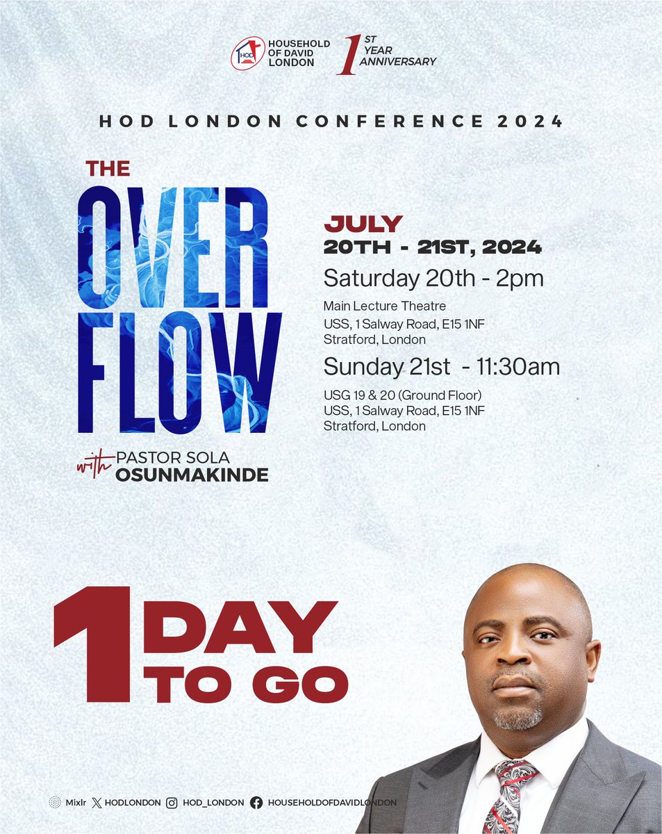 hodlondon's tweet image. Tomorrow’s the day! 🎊 The Overflow Conference begins in 24 hours! Prepare your hearts for an outpouring of blessings! 💫🙏

#HODlondon #OverflowConference #TheOverflow
