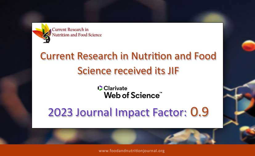 crnfsjournal's tweet photo. We are delighted to announce that Current Research in Nutrition and Food Science Journal has received its 2023 Impact Factor of 0.9 in the 'Web of Science Core Collection 
#Webofscience #clarivate #clarivateanalysis #impactfactor #journalimpactfactor #Nutrition #FoodSciences
📷 https://t.co/4bGg1XF521