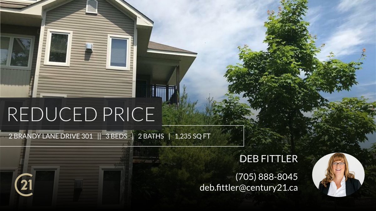 FittDeb's tweet photo. 📍 Reduced Price 📍 This recently reduced home at 2 Brandy Lane Drive 301 in Collingwood won't last long, so, don't wait to set up a showing! Reach out here or at (705) 888-8045 for more information!

Deb Fittler
Century 21 Mille... https://t.co/eISrzpXIio https://t.co/15Kfxa91O5