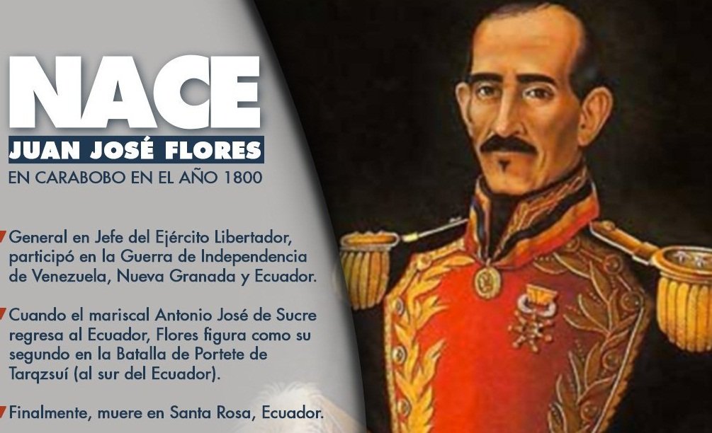 TransporteGNB's tweet photo. La grandeza del venezolano traspasa fronteras. El 19 de julio de 1800 nació Juan José Flores quien fue el primer presidente que tuvo Ecuador en 1830. Fue tres veces presidente de esa nación. Simón Bolívar libertó 5 naciones, Ecuador fue una de ellas https://t.co/itbtheHW0n
