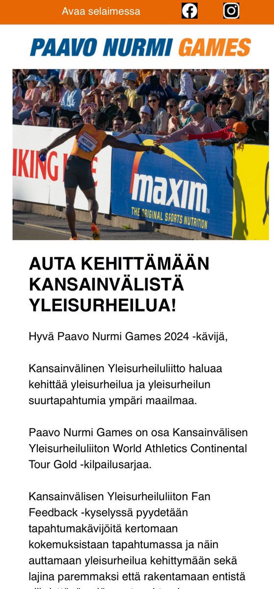 anshjelm's tweet photo. Hyvä kysely ja mielelläni pystyin vastaamaan kaikkiin hyvin positiivisesti koska tapahtuma oli todellakin onnistunut! Mutta, kyselyn tekijä @WorldAthletics vois jatkossa olla unohtamatta lisätä kyselyssä lajeihin myös yhä #moukarinheitto #hammerthrowing @paavonurmigames https://t.co/aKwdofGiYz