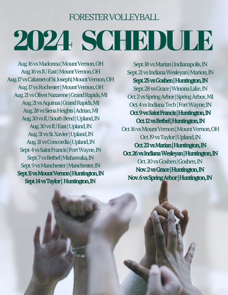 We are just 4 WEEKS away from opening day! Here is when and where you can check out some Forester Volleyball this season. 🌲🏐🤩