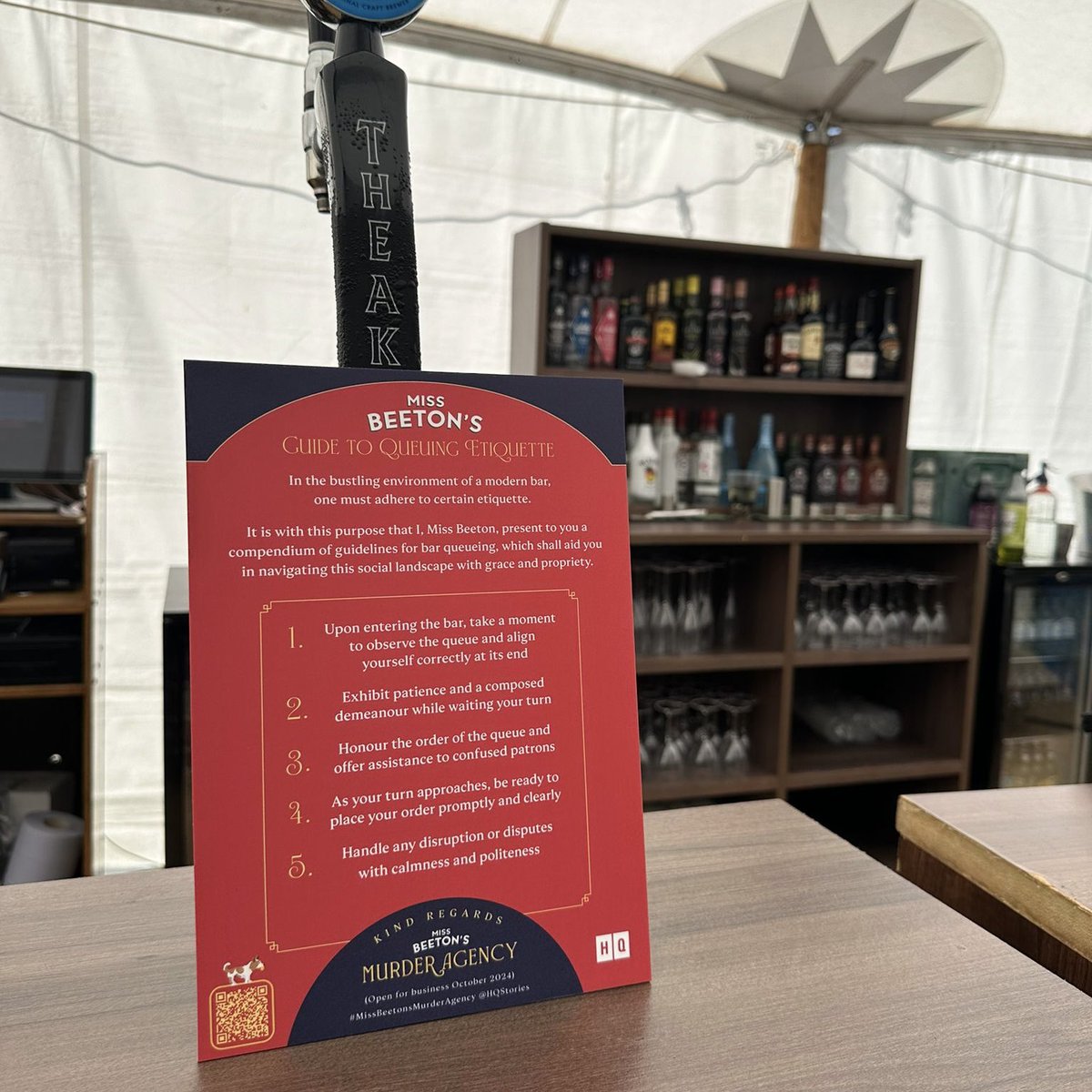 HQ Stories (@hqstories) on Twitter photo Spotted in the bar at <a href="/HarrogateFest/">Harrogate Festivals</a> š
Miss Beetonās Guide to Queueing Etiquette!
How many of these guidelines do you follow? š¤£
#MissBeetonsMurderAgency is coming to a bookshelf near you this October.
<a href="/JosieLloydbooks/">Josie Lloyd</a> #TheakstonsCrime Spotted in the bar at <a href="/HarrogateFest/">Harrogate Festivals</a> š
Miss Beetonās Guide to Queueing Etiquette!
How many of these guidelines do you follow? š¤£
#MissBeetonsMurderAgency is coming to a bookshelf near you this October.
<a href="/JosieLloydbooks/">Josie Lloyd</a> #TheakstonsCrime
