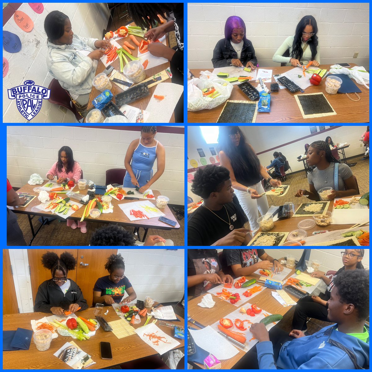 PalBuffalo's tweet image. Thank you Mrs.Patti  for showing our Youth Opportunity Youth how to make Sushi 🍣 Mrs. Green has implemented nutrition educational programs across all #buffalopal programs throughout the year! Thank you @BCBSWNY  #nutrition #morethanjustsports