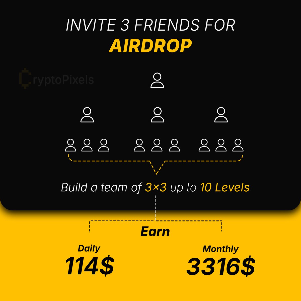 thecryptopixels's tweet photo. CryptoPixels Airdrop: New Trend in the Crypto Industry!

Unlike traditional airdrops that offer a small one-time reward, CryptoPixels Airdrop allows you to build a FREE Airdrop team once and earn a significant monthly income for life.

🌟 Benefits: 

🔸 Lifetime monthly earnings 
🔸 One-time effort to build your team 
🔸 Massive profits every month