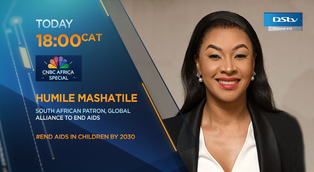 cnbcafrica's tweet photo. [WATCH] Today's #CNBCAfricaSpecial: End AIDS in children by 2030. Humile Mashatile, South African Patron at Global Alliance to End AIDS, joins us for more. Tune into #DSTV410 at 18h00 CAT. https://t.co/LabLRLs4e3