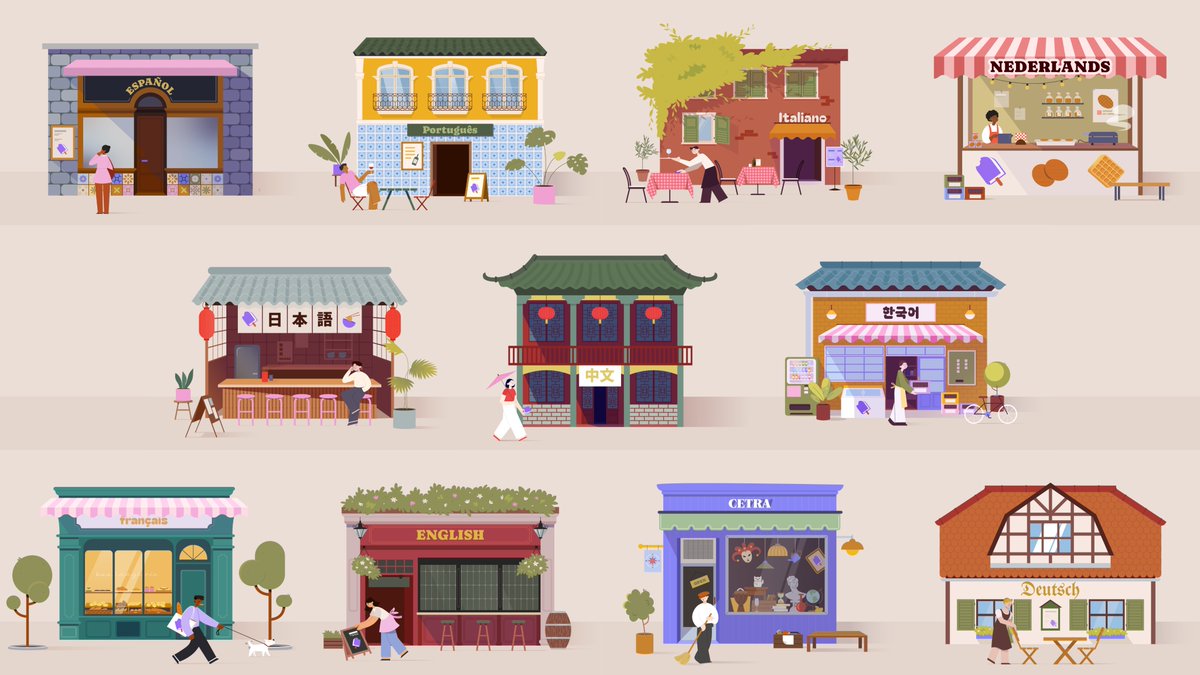 klemensstrasser's tweet image. Next month, the traditional store in @StudySnacksApp will close in favour of Snackville! In Snackville, you will find a dedicated store for every topic. Each one is accompanied by a beautiful drawing. 

Which one is your favourite?

#StudySnacks #languagelearning #buildinpublic