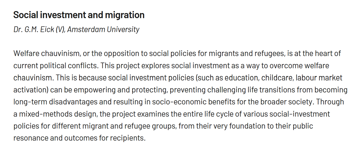 I am thrilled that I have been awarded a <a href="/NWOFunding/">NWO Funding</a> Veni grant for my project "Social investment and migration"!! 🥳🥳🥳

I cannot wait to spend the next 4 years exploring social investment as a way to overcome welfare chauvinism 🙌