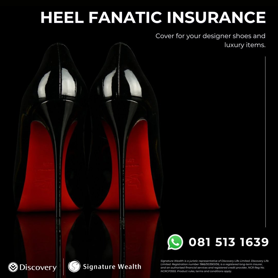 SignatureWZA's tweet image. This one is for lovers of designer shoes and luxury items. For comprehensive portable possessions cover as unique as you, WhatsApp Signature Wealth on 081 513 1639 today.

#Insurance #ContentsInsurance #portablepossessions #SouthAfrica #designerwear #designershoes #homeinsurance