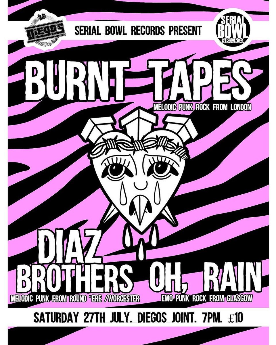 lockjawrec's tweet photo. 🚨NEXT WEEK🚨 Catch @burnt_tapes w/ @ohrainisaband &amp; Diaz Brothers🤘

Lancaster - 25/7
Glasgow - 26/7
Sunderland - 27/7

@Serialbowlrec https://t.co/krMtPIYbbW