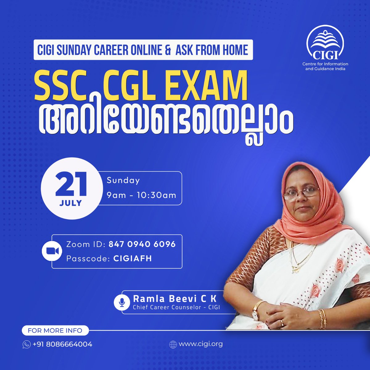 livecigi's tweet photo. 🎓 Sunday Career Online Program :  Ask from Home🏠

 SSC CGL EXAM അറിയേണ്ടതെല്ലാം:ജൂലൈ 21 സിജി വെബിനാർ സംഘടിപ്പിക്കുന്നു

🔗 താല്പര്യമുള്ളവർ  ജോയിൻ ചെയ്യുക

https://t.co/0Hge3ovB1O

🎓 കരിയർ സംബന്ധമായ വിവരങ്ങൾ അറിയുവാനും, സംശയനിവാരണത്തിനും ഈ ഗ്രൂപ്പ് നിങ്ങൾക്ക് സഹായകമാവും https://t.co/KIECDRNO8v