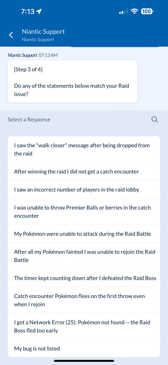 QuickBunnie's tweet photo. @NianticHelp I did a Stakata raid on 7/11 and the app crashed after the raid completed before my catch encounter. After restarting the app, there was no catch encounter. In app support request through the app but I keep getting the automated response saying nothing was wrong. https://t.co/kE6hSBQTrW
