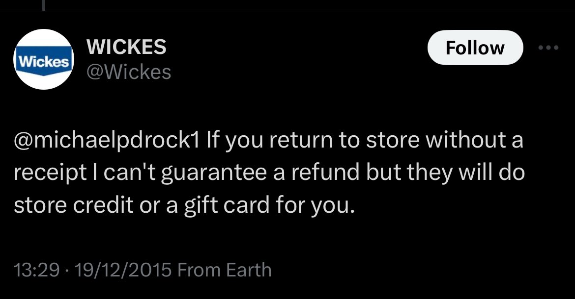 rents78's tweet photo. @Wickes Looks like you have changed over the years.. see this old tweet https://t.co/6EisxSUYMM