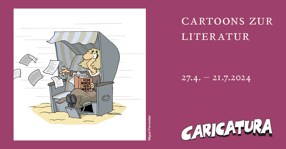 caricatura_ks's tweet photo. #CartoonszurLiteratur

Nicht lange warten! Nur noch bis morgen ist die Ausstellung »Cartoons zur Literatur« bei uns zu sehen.

Motiv: Miguel Fernandez

https://t.co/Ybg1xjSqDE

#cartoons #fernandez #vomwindeverweht #urlaub #strandkorb #literatur #komik #komischekunst #caricatura https://t.co/x0CvH9Iskm