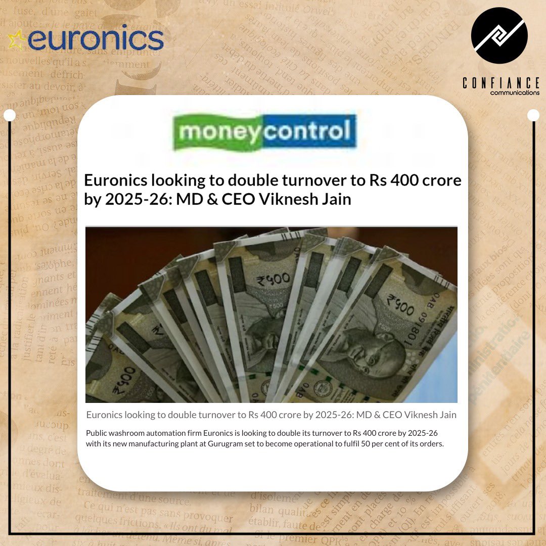 ConfianceComm's tweet photo. Euronics, a trailblazer in public washroom automation, is on track to double its turnover to Rs 400 crore by 2025-26. @euronics_UK https://t.co/zUF1GnSAfI