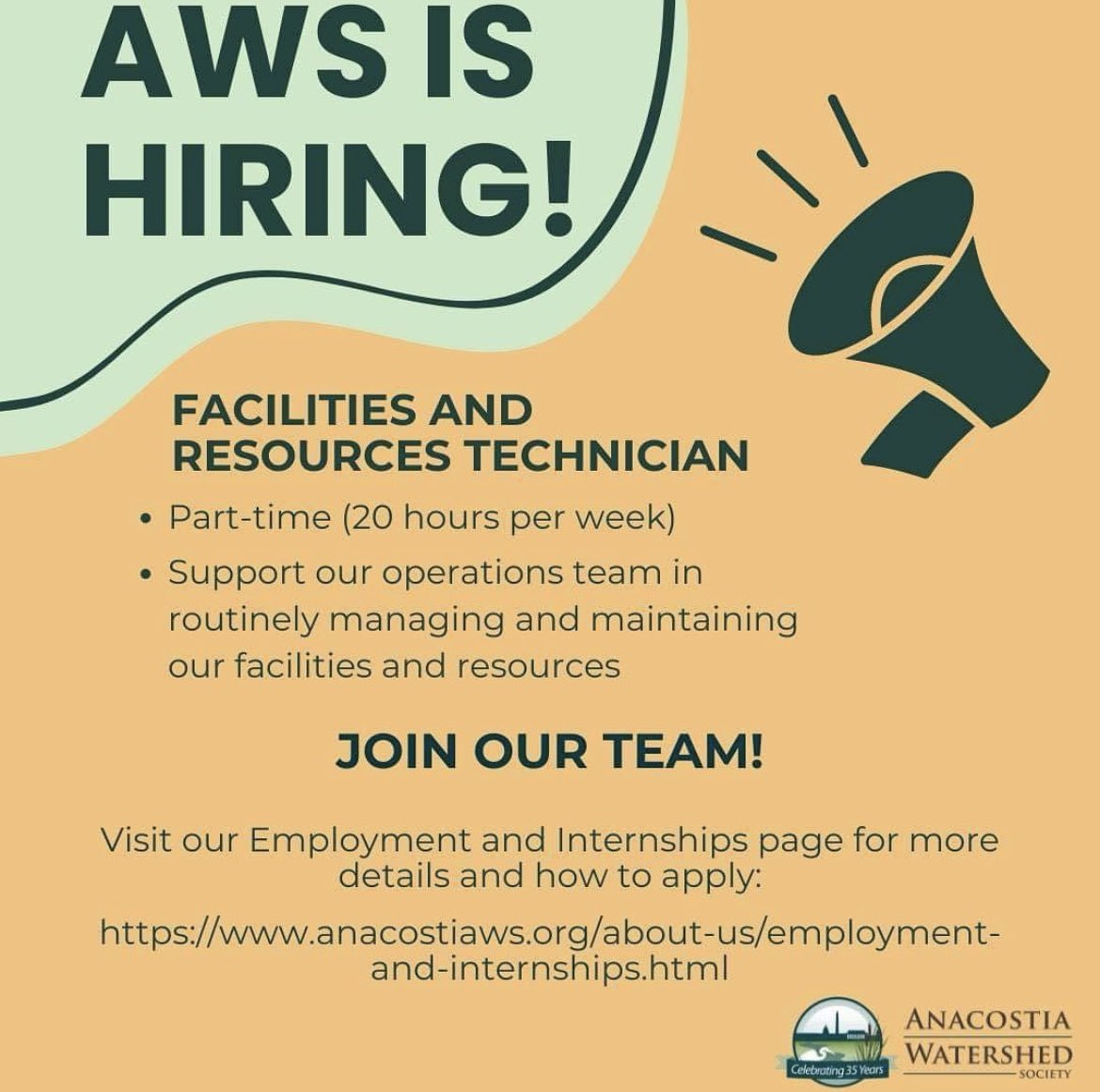 cure_dc's tweet photo. #fyi Anacostia WaterShed Society is hiring for Facilities and Resources Technicians. #curedc #curecares #ffinc #curethestreetsdc #opportunities https://t.co/Hm0etQKwlU