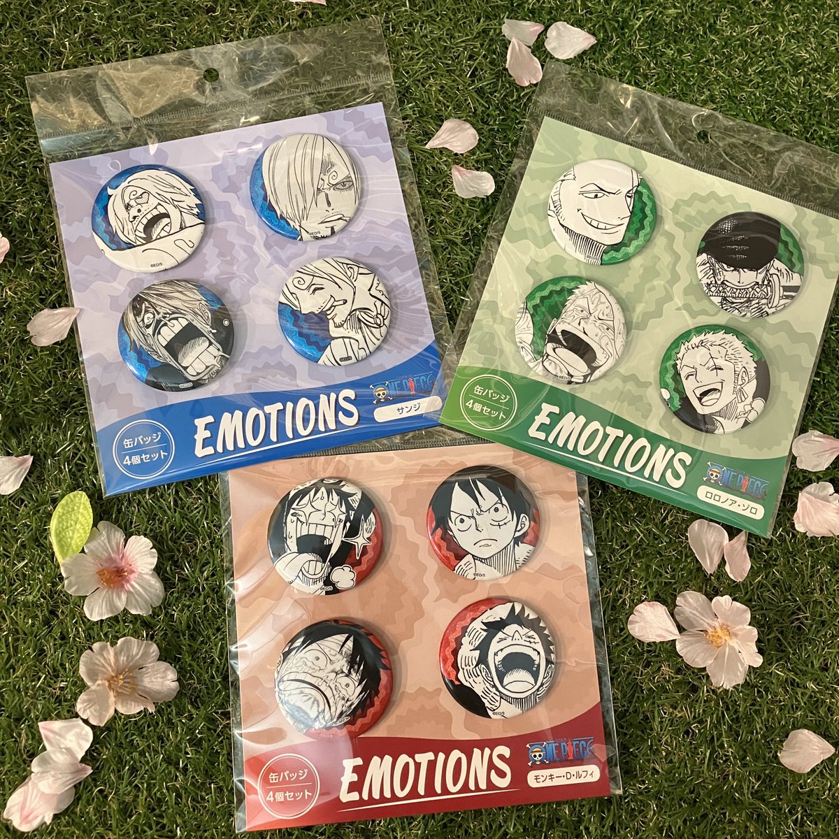 再入荷】原画商品 缶バッジ4個セット EMOTIONS (モンキー・D・ルフィ