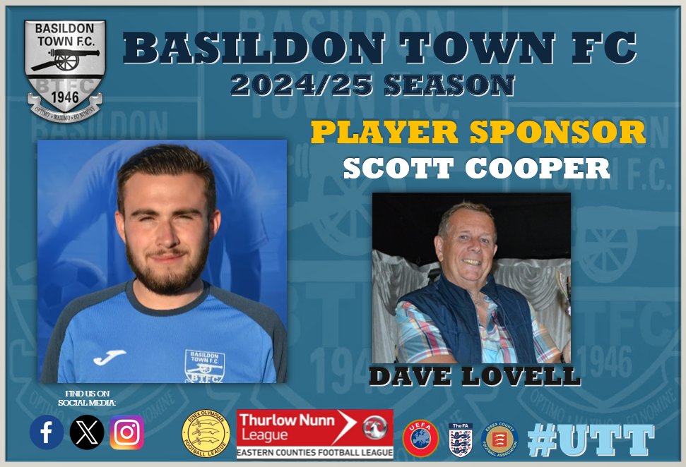 ⭐️ Player Sponsorship ⭐️

A BIG Thank You to Dave Lovell for sponsoring Scott Cooper for the 2024/25 season.

Very much appreciated.

We have players in need of a sponsor. 
If interested, get in touch.  

btfc.andycumming@gmail.com
<a href="/AndyCumming1/">Andy Cumming</a>

#UTT ⚽️ 🔵⚪️