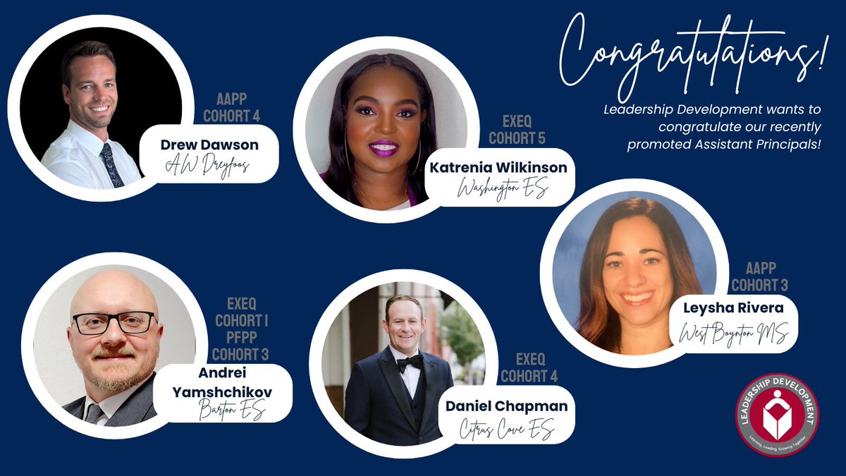 LeadershipDevSDPBC (@leadpalmbeach) on Twitter photo Congratulations to our recently promoted assistant principals!!!
<a href="/Drew_T_Dawson/">DrewTDawson</a>
<a href="/trenia91/">Katrenia Wilkinson</a>
<a href="/MrY_PBCSD/">Andrei Yamshchikov</a>
<a href="/Chapman_McCrae/">McCrae Chapman</a>
<a href="/RiveraLeysha2/">Leysha Rivera</a> Congratulations to our recently promoted assistant principals!!!
<a href="/Drew_T_Dawson/">DrewTDawson</a>
<a href="/trenia91/">Katrenia Wilkinson</a>
<a href="/MrY_PBCSD/">Andrei Yamshchikov</a>
<a href="/Chapman_McCrae/">McCrae Chapman</a>
<a href="/RiveraLeysha2/">Leysha Rivera</a>