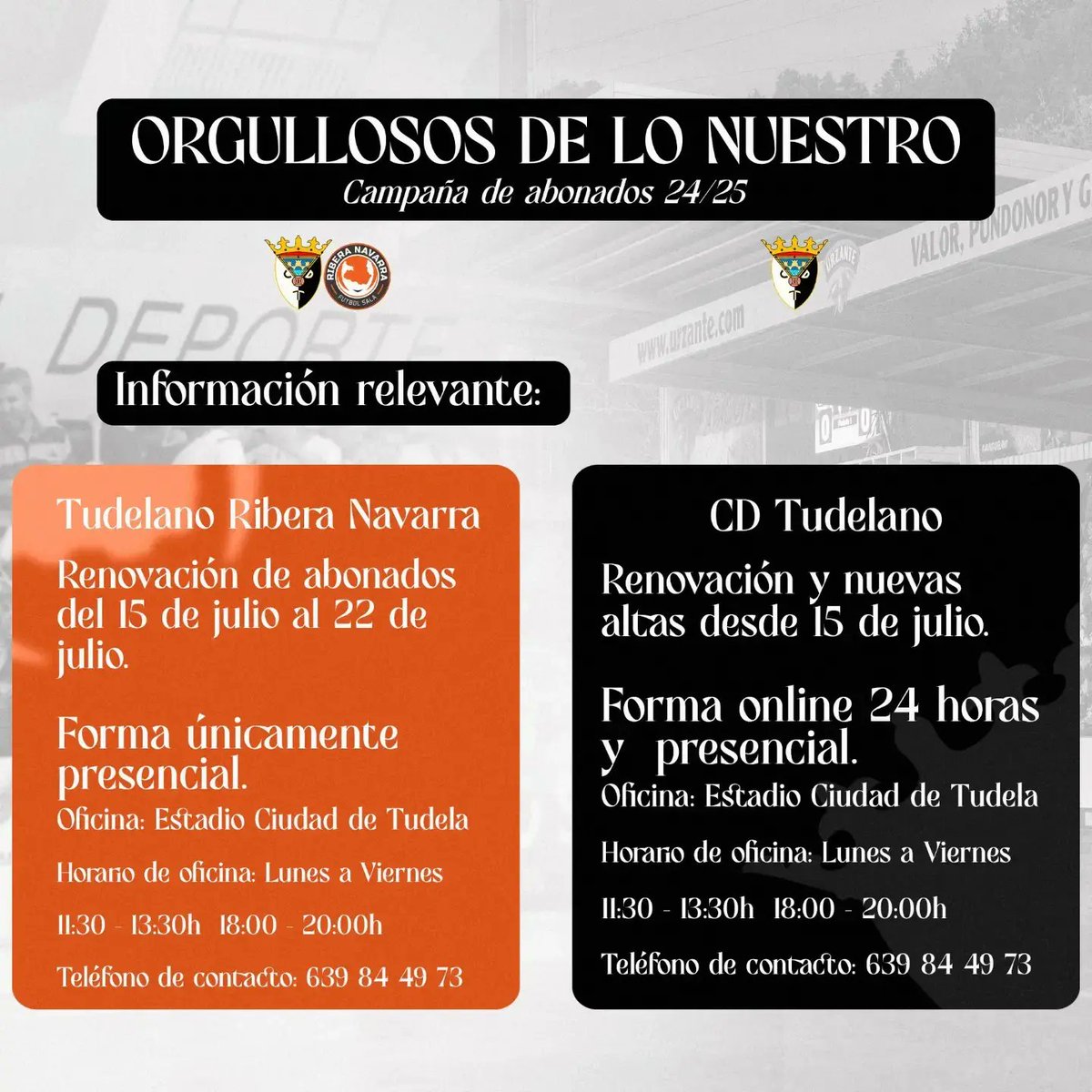 RiberaNavarraFS's tweet photo. ⚠️ 𝐀𝐕𝐈𝐒𝐎 𝐈𝐌𝐏𝐎𝐑𝐓𝐀𝐍𝐓𝐄 

🔛 Por la tarde abriremos las oficinas de 17:45 a 20:00.

🔜 Asimismo, debido a la gran afluencia de aficionados estaremos abiertos mañana sábado de 10:30 a 13:30.

#OrgullososDeLoNuestro🤍🖤 https://t.co/W6WfU9gW0y