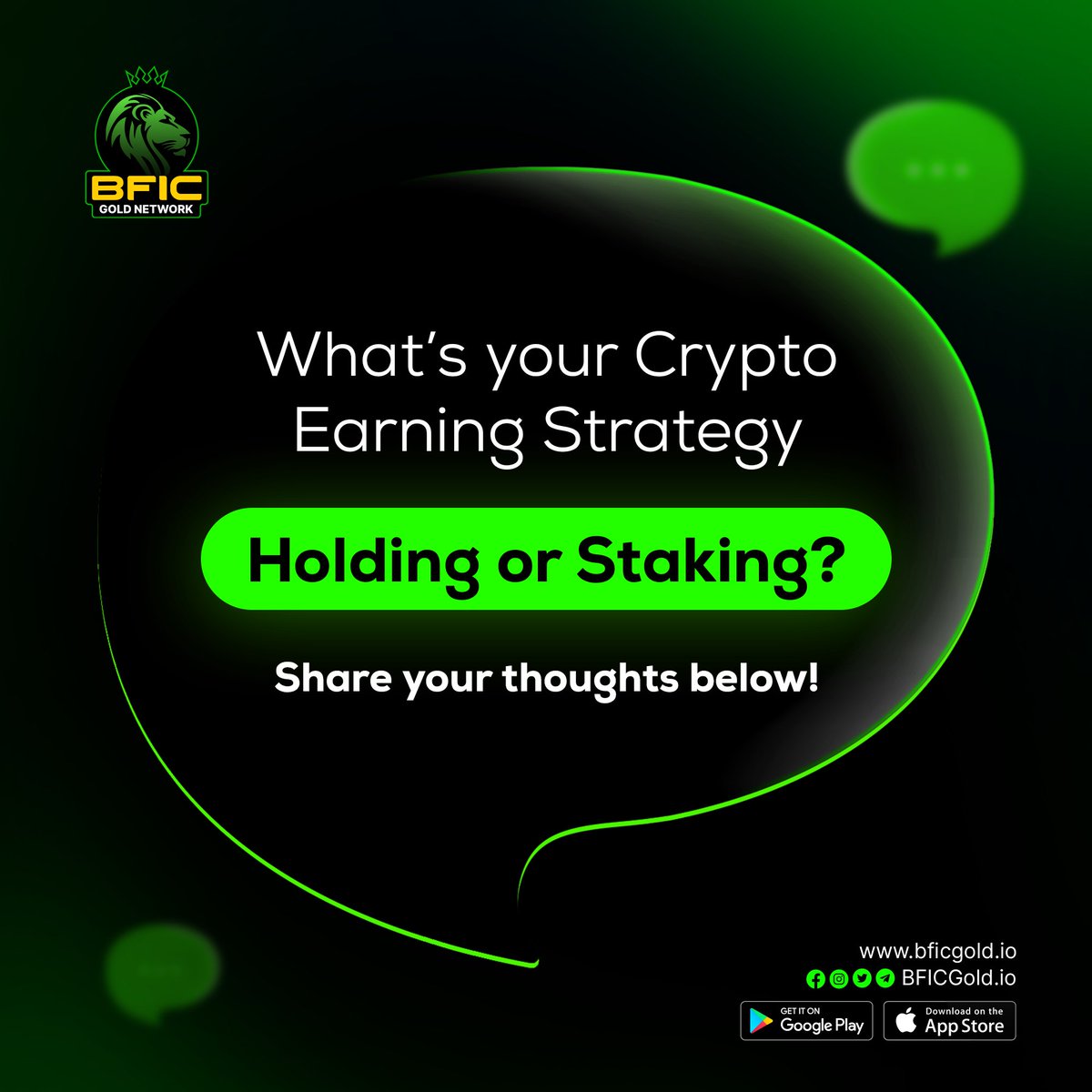 NetworkBFICGold's tweet photo. What's your crypto earning strategy❓
Holding or staking❓
Maximize your profits by staking BFIC Coin on the BFIC Gold Network app & 
potentially earn 3x returns!💰

Download the App & Discover the best way to maximize your earnings,
Share your thoughts below in the comment section! 👇💭

#BFIC #BFICGoldNetworkCommunity #BFICCoin #bficgoldnetwork #fixeddeposit #StakingRewards #ToTheMoon #crypto #CryptoCommunity #Holding #HODL