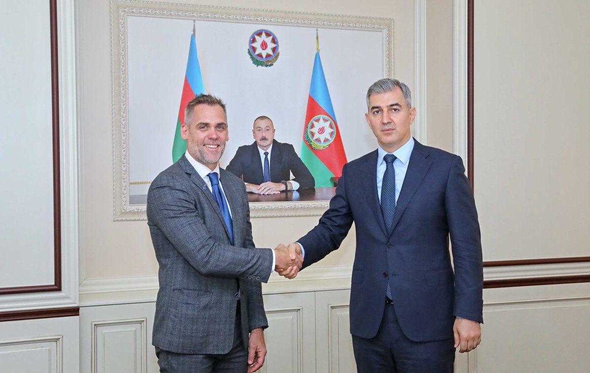 vhuseynov's tweet photo. Pleased to meet @troyadooley, the new chief of @IomAzerbaijan. We had  a comprehensive exchange on current status and prospects of cooperation, as well as on possible new directions for further strengthening of  @migrationAZE @UNmigration multi-level partnership in migration area https://t.co/QHm2f9FJgK