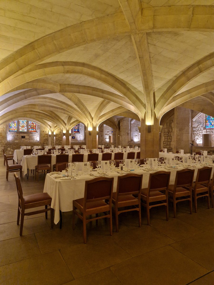 Tables are set for <a href="/AldgateClub/">Aldgate Ward Club</a> Lunch. The Crypt is the perfectly cool place for today.