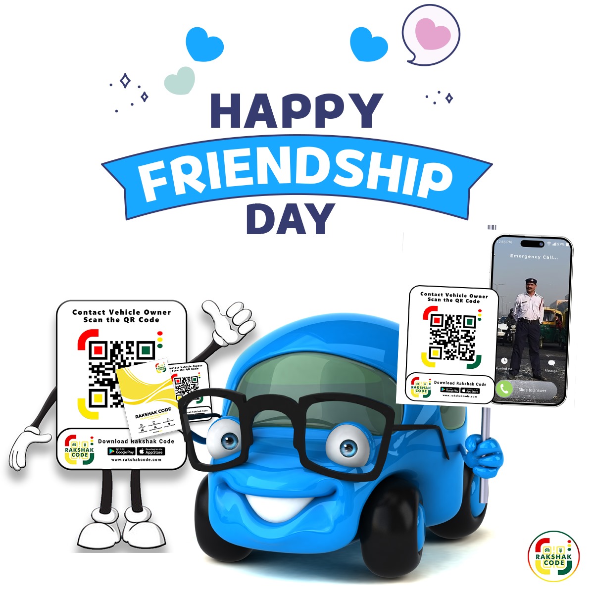 RakshakCode's tweet image. 🚗💙 Happy Friendship Day! 💙🚗
Celebrate the bond of friendship with the Rakshak Code! Stay connected and secure with your loved ones. Just scan the QR code to contact vehicle owners directly.
#FriendshipDay #RakshakCode #VehicleSafety #Friendship #HappyFriendshipDay