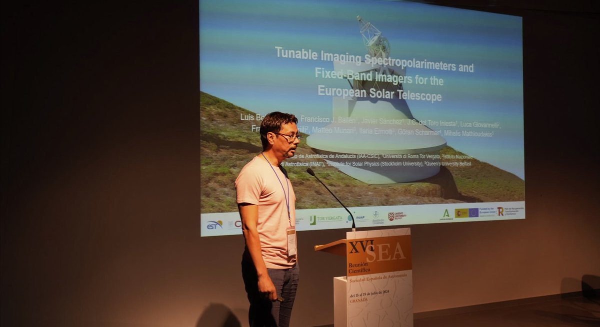The EST project was represented at the 16th Scientific Meeting of the <a href="/SEA_astronomia/">SEA</a>! 👏 Luis Bellot (<a href="/iaa_csic/">IAA-CSIC</a>) has presented the international consortium responsible for the TIS/FBI development, the EST science goals and the science requirements.
➡️ tinyurl.com/EST-SEA-2024