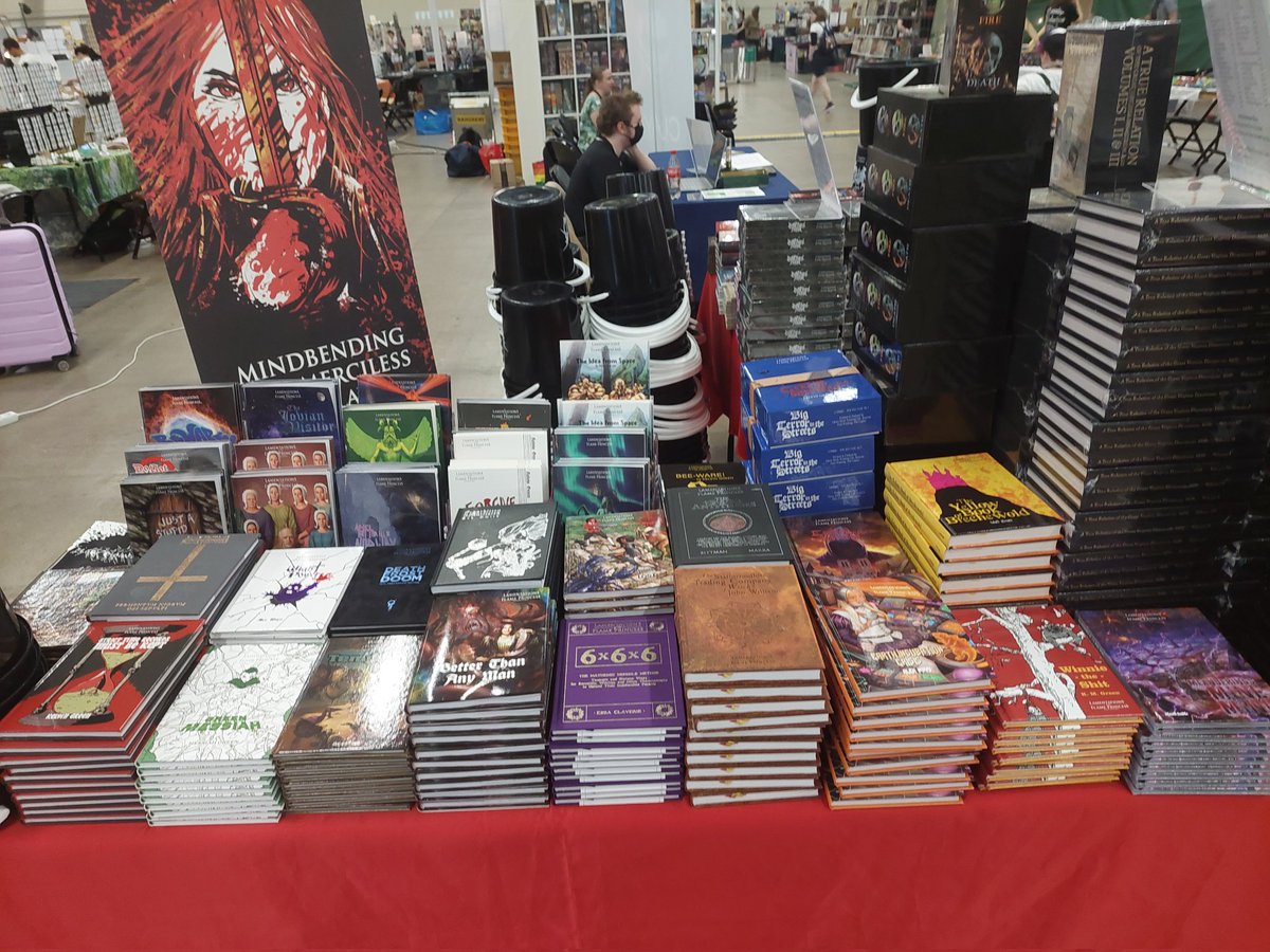 LotFP's tweet photo. It's the LotFP 15th Anniversary celebration at Ropecon!
Over 50 titles!
Free bucket with any purchase!
Buy 5 items, get 5 free!
#ropecon
#ropecon2024 https://t.co/A8MWYN1Ttu