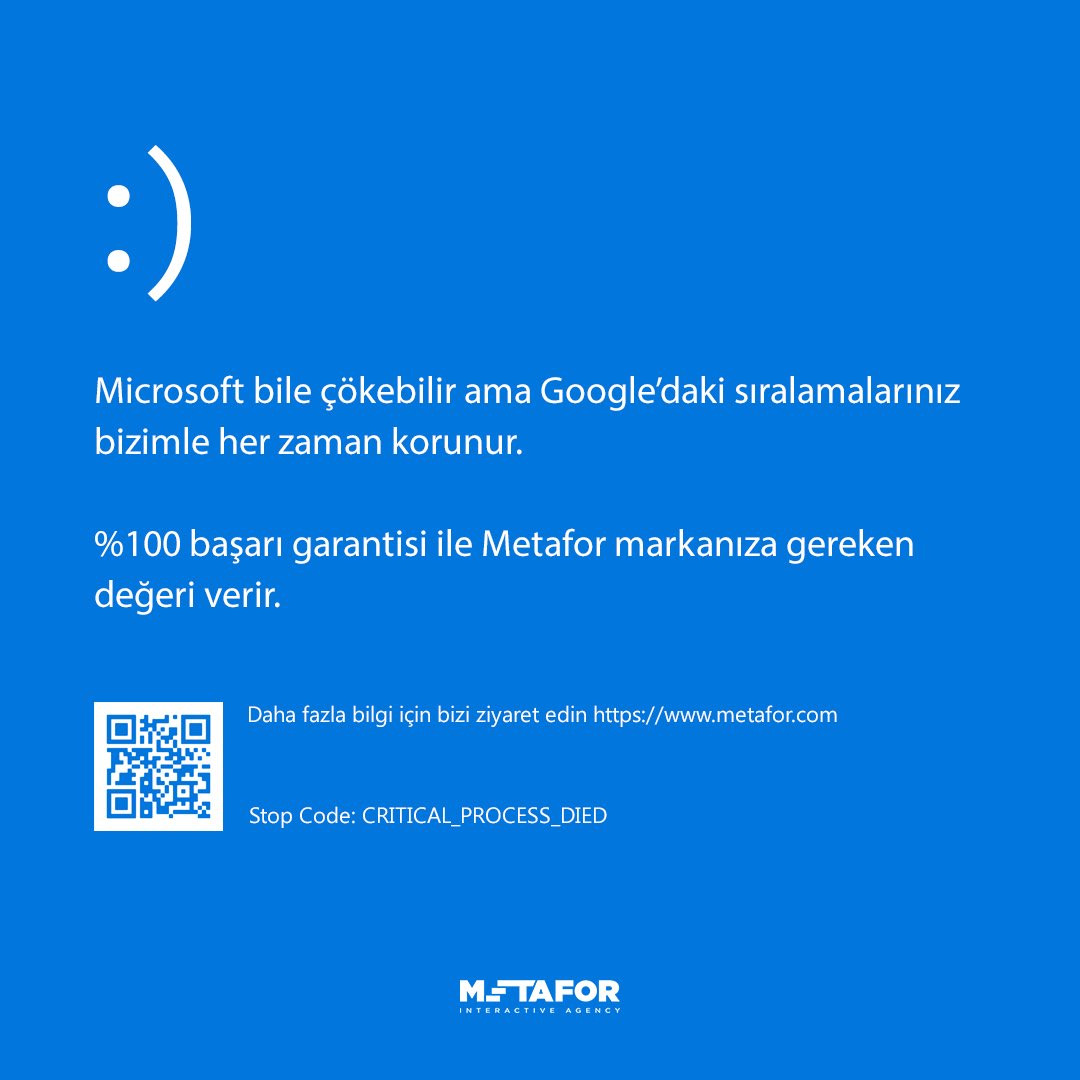 MetaforAgency's tweet photo. SEO ajansınızı seçerken iyi düşünün, sürprizlere yer vermeyin🤷🏻‍♂️ #Microsoft #Crowdstrike #Windows #SEO https://t.co/oCyc8UOREx