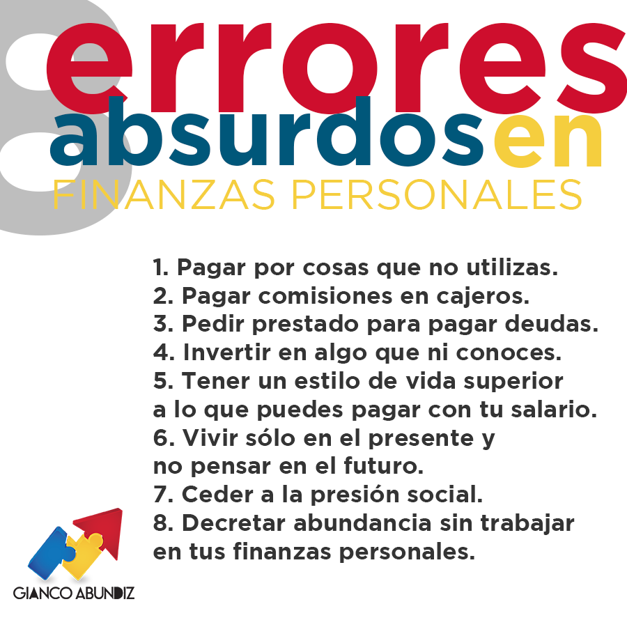 GiancoAbundiz's tweet photo. Levanta la mano si ya no cometes estos errores, te has educado en finanzas personales y ya pusiste orden a tu dinero. 👍 https://t.co/dbph2XWWLU