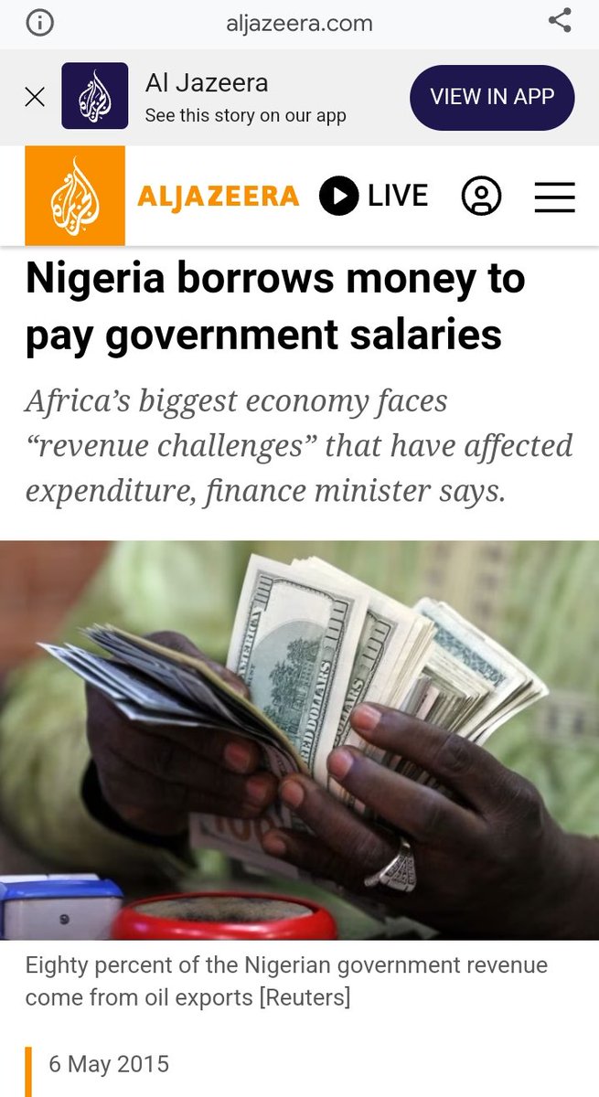 tajudine2013gm2's tweet photo. @chosensomto Fact!
Jonathan was borrowing to pay that Salaries after looting everything and 23 States were unable to pay.
And today, that debt ($62B x$1,400=#83t) is part of our budgets servicing killing the country economy. π
Apply little common sense. https://t.co/KMs4KnQrQu