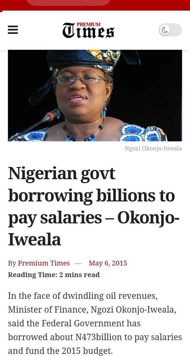 tajudine2013gm2's tweet photo. @chosensomto Fact!
Jonathan was borrowing to pay that Salaries after looting everything and 23 States were unable to pay.
And today, that debt ($62B x$1,400=#83t) is part of our budgets servicing killing the country economy. π
Apply little common sense. https://t.co/KMs4KnQrQu
