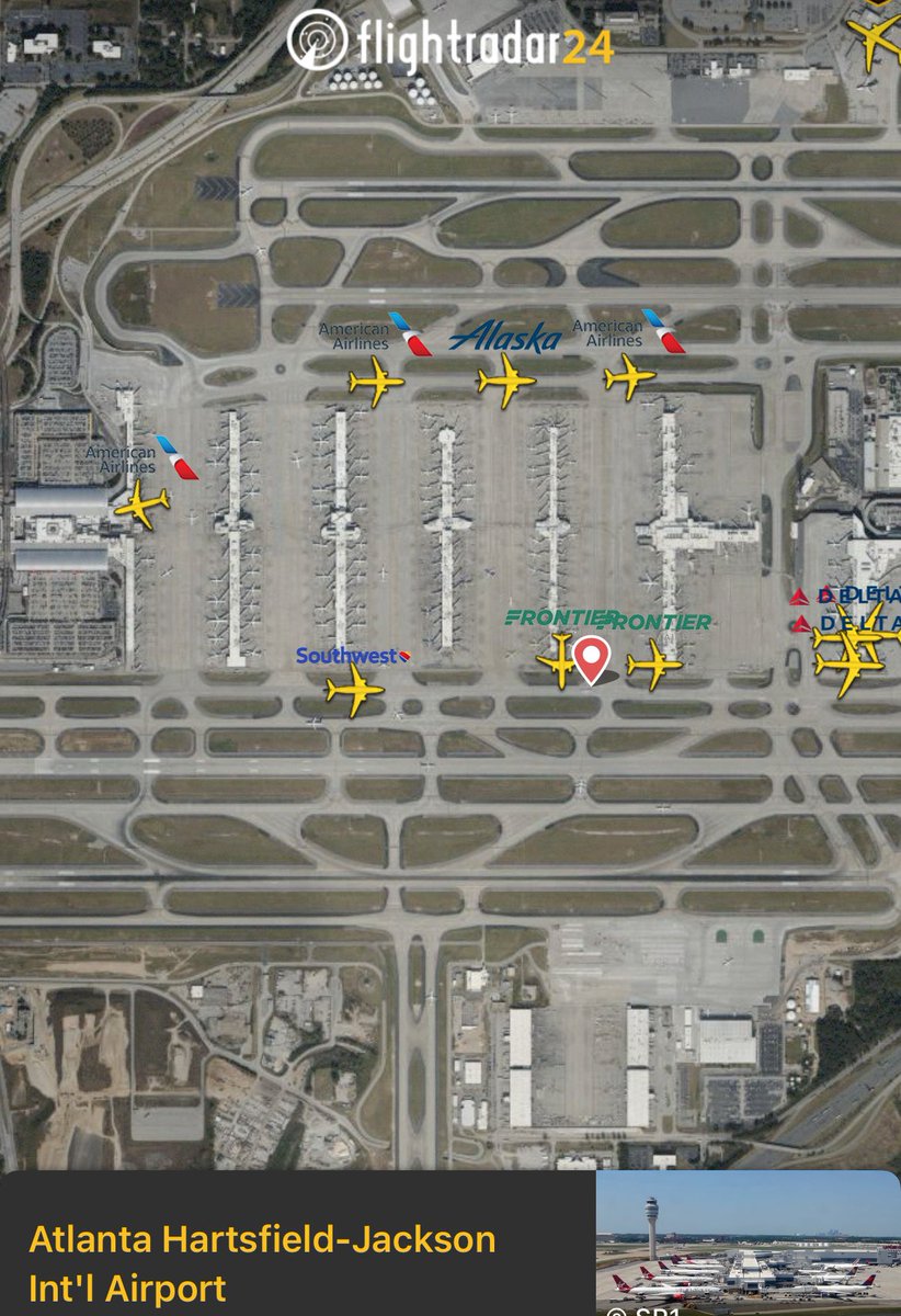 Eerie sight <a href="/ATLairport/">Atlanta Airport</a> with no <a href="/Delta/">Delta</a> aircraft movements