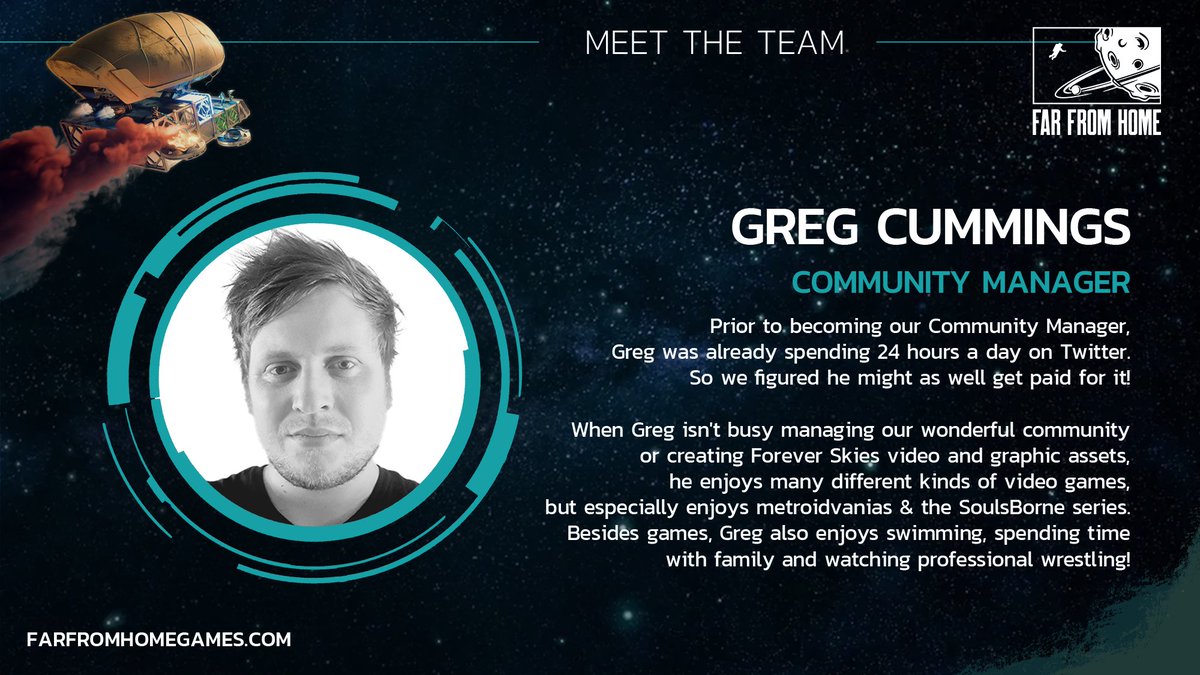 FFH_Games's tweet photo. Lets go #BehindTheScenes at Far From Home once more.
Say hi to Greg, our Community Manager🙌
Greg doesn't just manage our wonderful community, he also works in marketing, PR, social media, creates assets like videos, GIFs, graphics and more!
Thank you, Greg! 🙏#FFHTeam https://t.co/tgsAKythIt