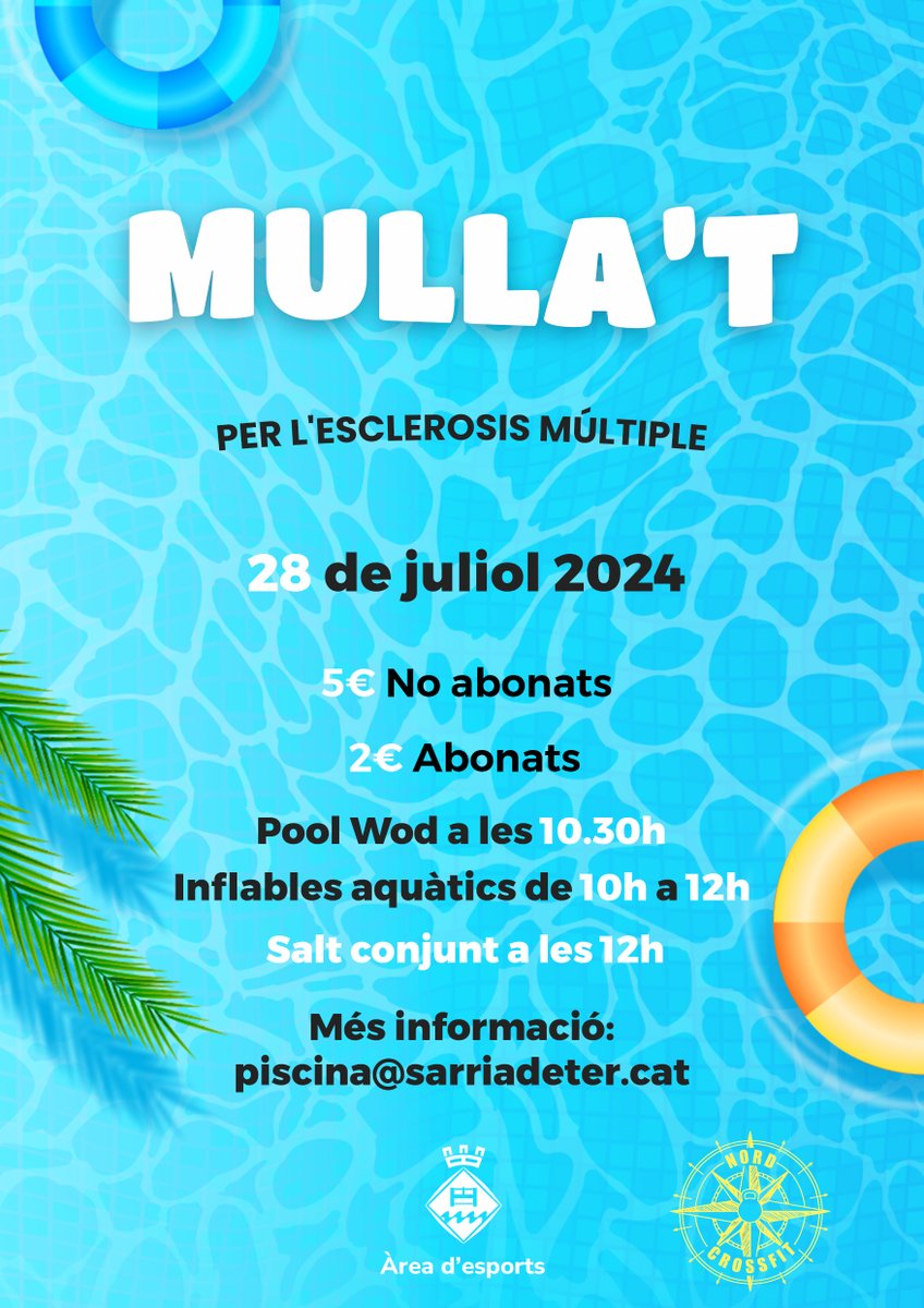 📢 ANUNCI IMPORTANT: CANVI DE DATA DEL MULLA'T!      🌊

Des de l'Ajuntament de Sarrià de Ter us informem que la jornada       del Mulla't es trasllada al 28 de juliol de         2024. Marqueu la data al calendari i veniu a gaudir       d'un dia ple d'activitats!