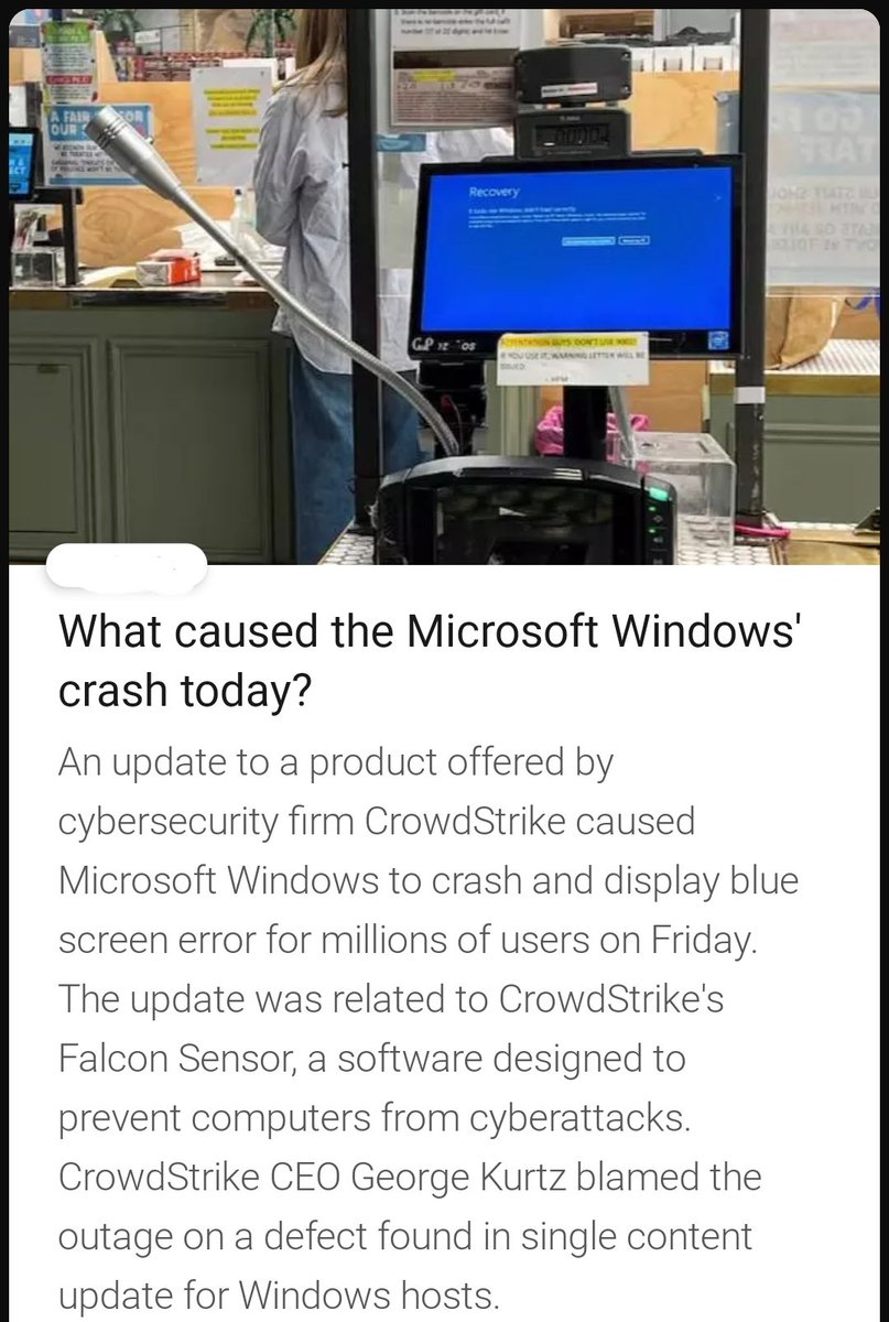 News_24Updates's tweet image. #microsoft #Crowdstrike #falconsensor #CyberSecurity #TechNews #windows