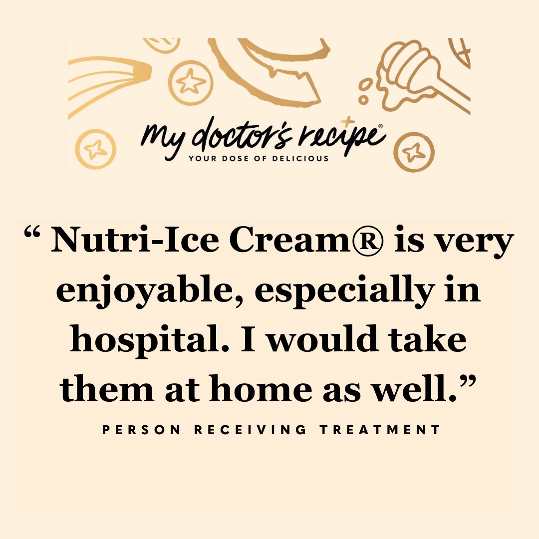 MyDrsRecipe's tweet photo. Our mission from the start was to create foods that people ENJOY, as well as having nutritional value. Having a moment of enjoyment is so important whether you're in hospital or at home recovering.

#momentsofjoy #thelittlethings #cancerrecovery #nutriicecream #patientfeedback https://t.co/UTQmvFo8U1