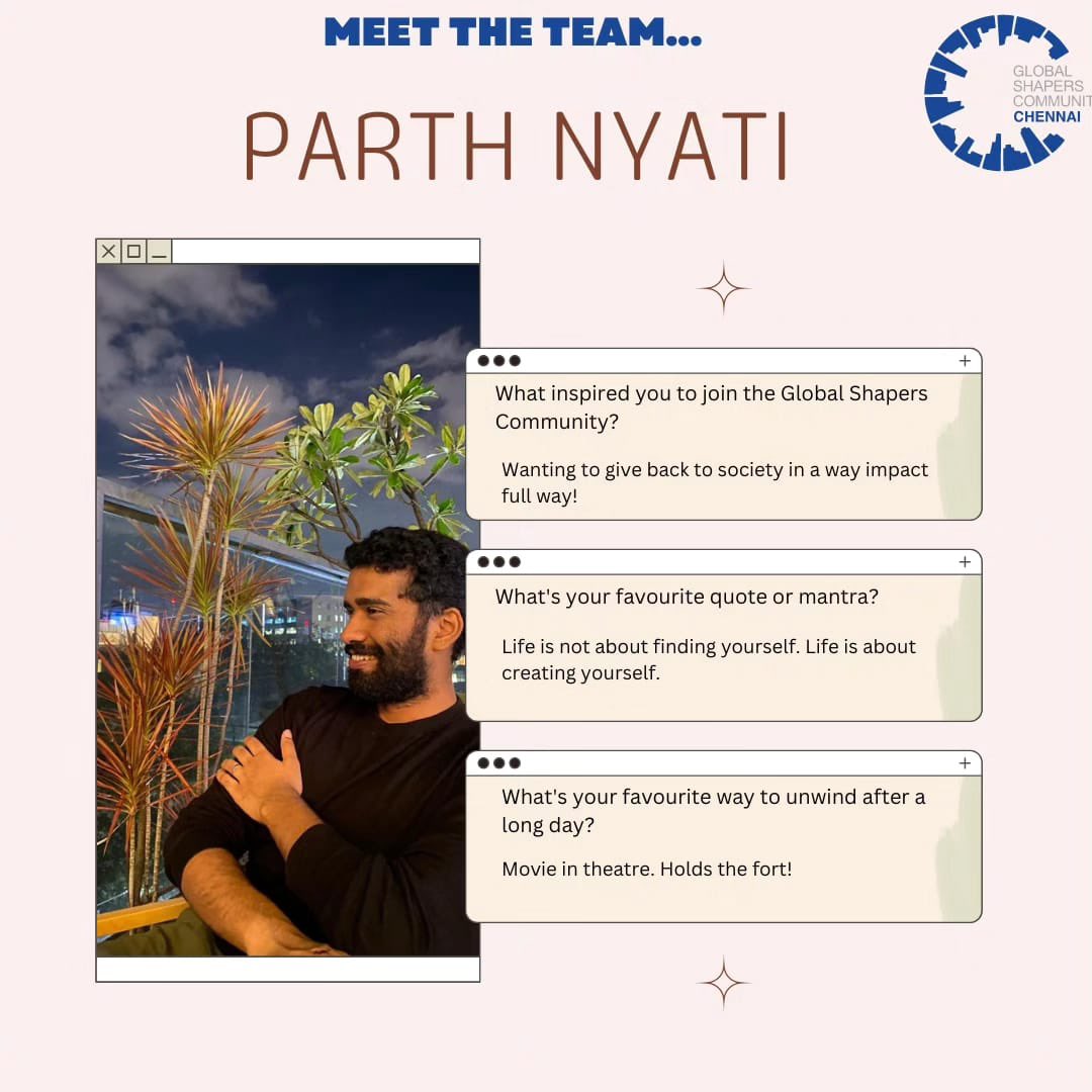 Meet Our 2024 Shapers: Nitya, Aravind and Parth! 🌟 
Kicking off our introductions with three incredible individuals who are set to make waves this year! 
#GlobalShapers #ChennaiHub #ShapersSpotlight #Team2024 #MeetTheShapers #GlobalShapersChennai