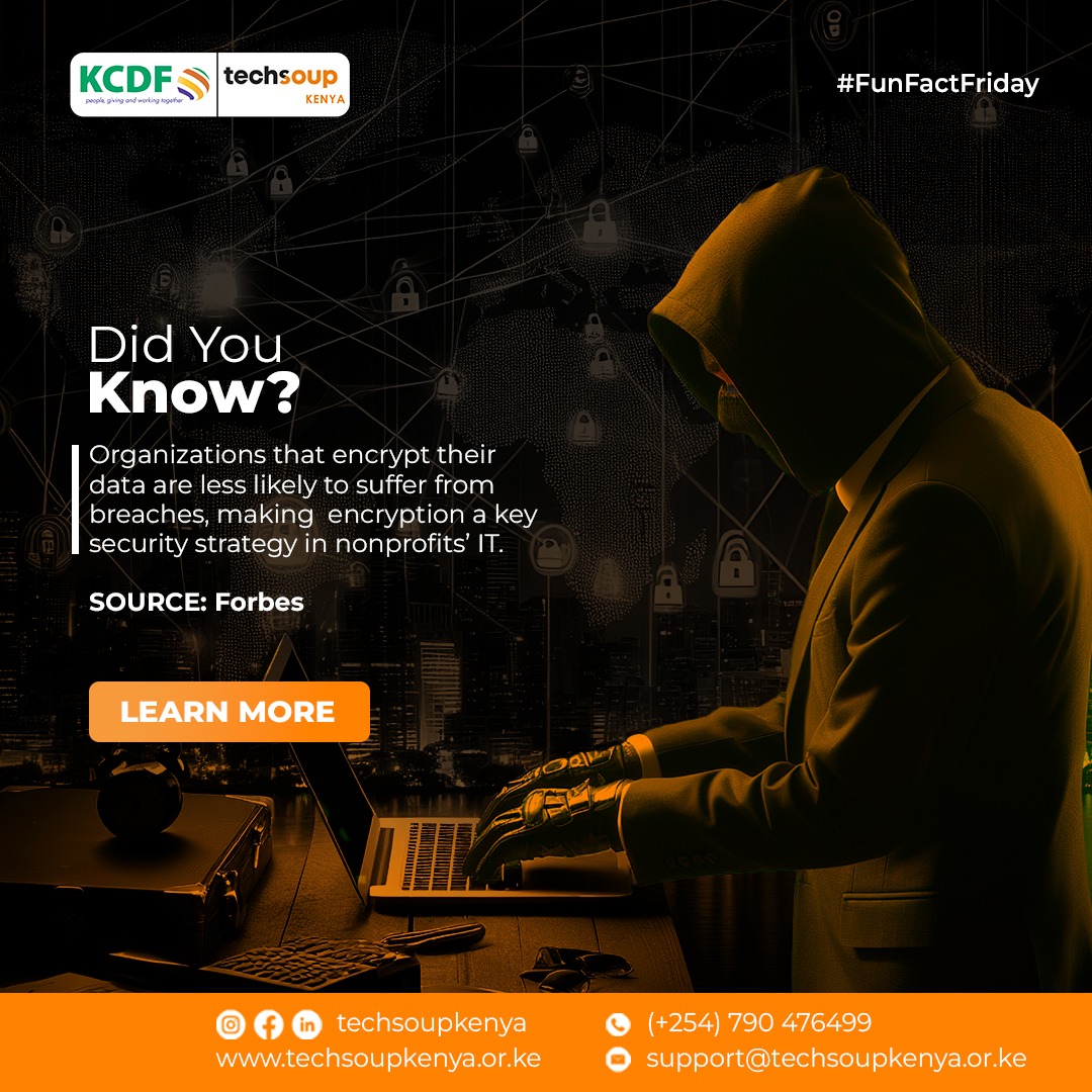 TechSoupKenya's tweet photo. Organizations that prioritize data encryption significantly reduce the risk of breaches.
Check out the best plan for your organization’s needs in our catalog: https://t.co/fUKvzZJNCv, or call +254 790 476499.
#FunFactFriday #Tech4Good #Tech4Nonprofits #TechSoupKenya https://t.co/odqXdd1T4t